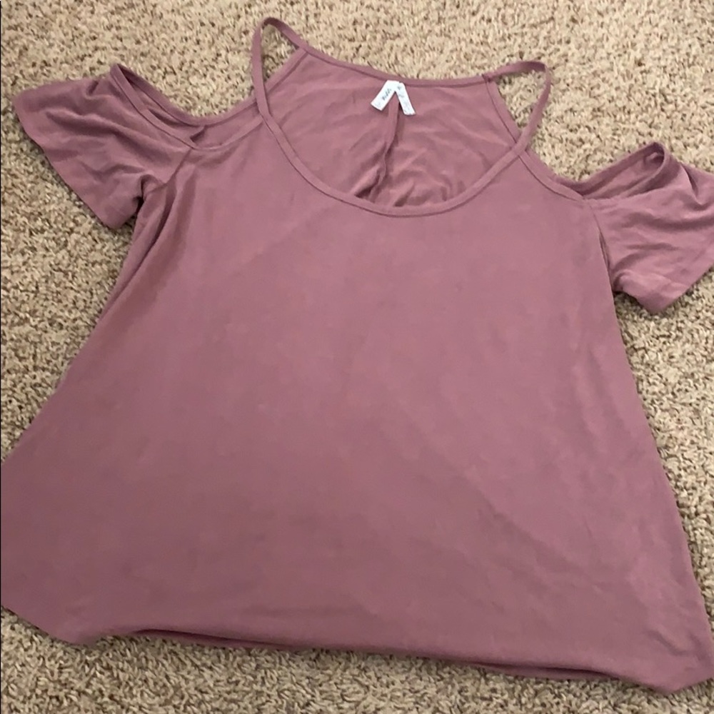 Pink cold shoulder top